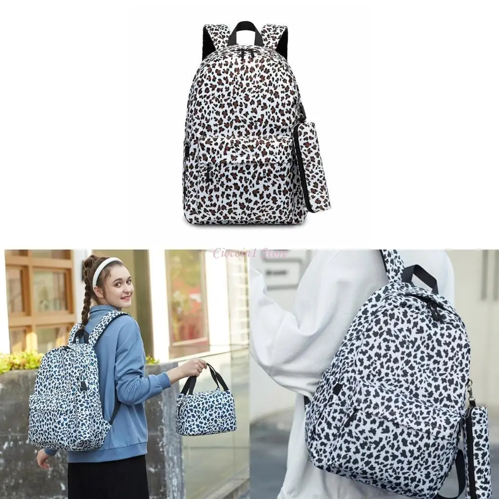 

Y1UB Womens Large Capacity Backpack with Lunch Bag and Pencil Case Floral Printed Back Pack School Book Bags Travel Backpack