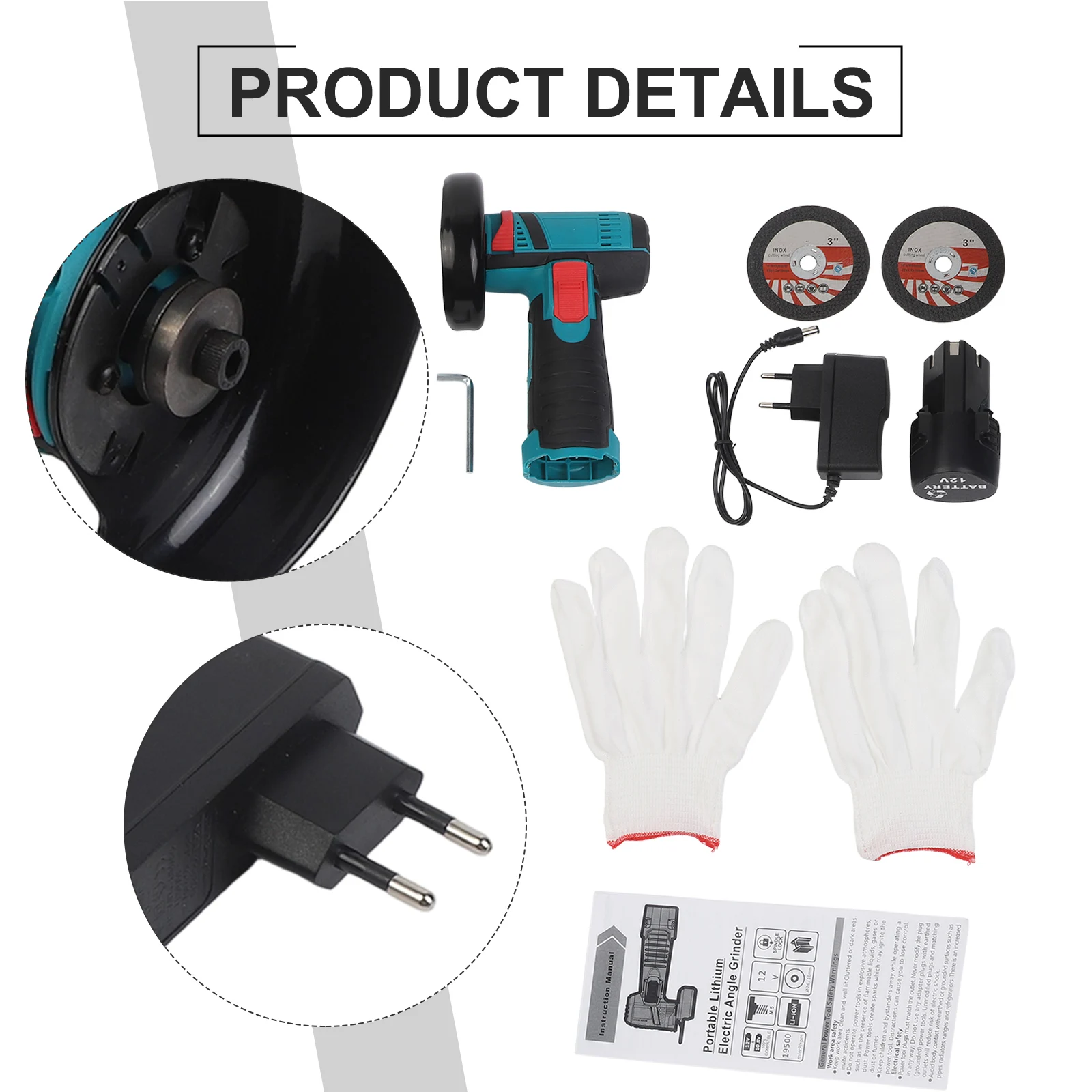 12V Cordless Portable for mini Angle Grinder with Brush Motor Designed for Indoor Decoration and Daily Repair Tasks