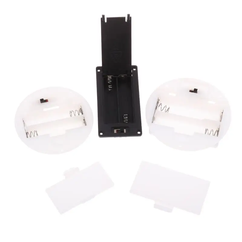 New1/5Pcs 2 AAA/AA 3V Battery Case With Switch Cover Round Embedded Battery Holder Battery Storage Boxes Switch Socket Container