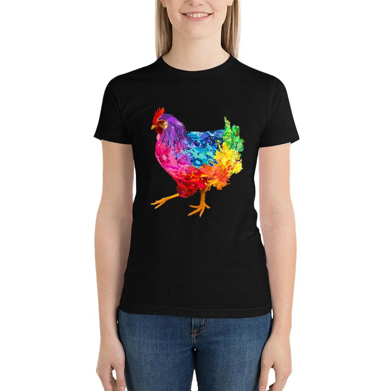 Chicken Lover Gifts Chicken Womens Colorful Cool Hen Mens T-Shirt graphics white t shirts for Women