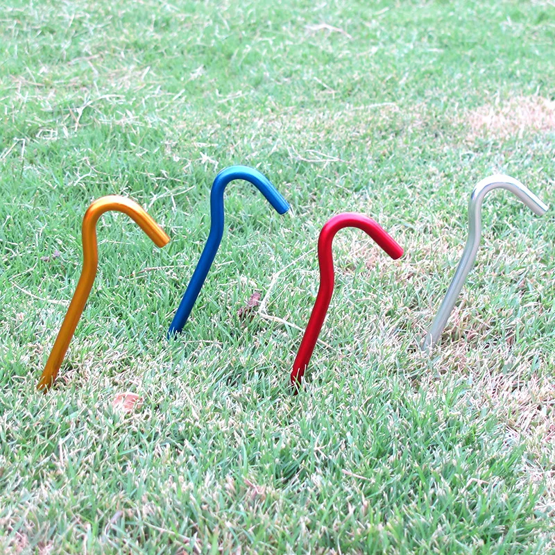 ShineTrip 18cm Question Mark Aluminum Tent Floor Hooks Extended All Aluminum Stakes for Outdoor Camping Tents
