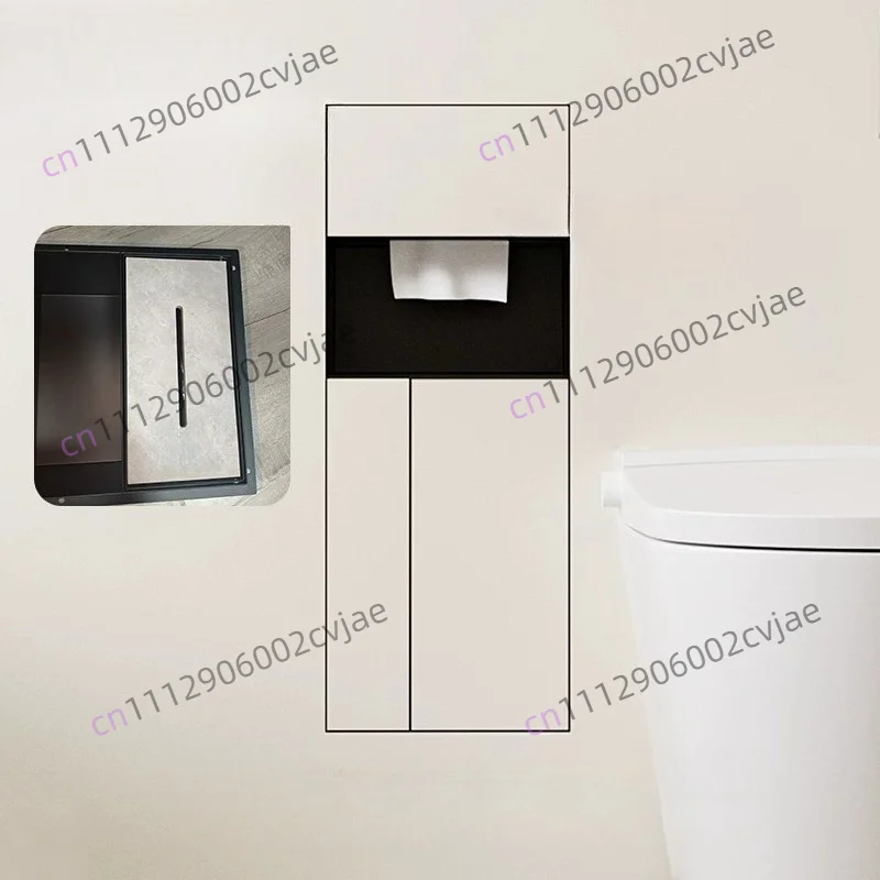 Stainless steel niche embedded toilet trash can hidden toilet brush tissue box toilet