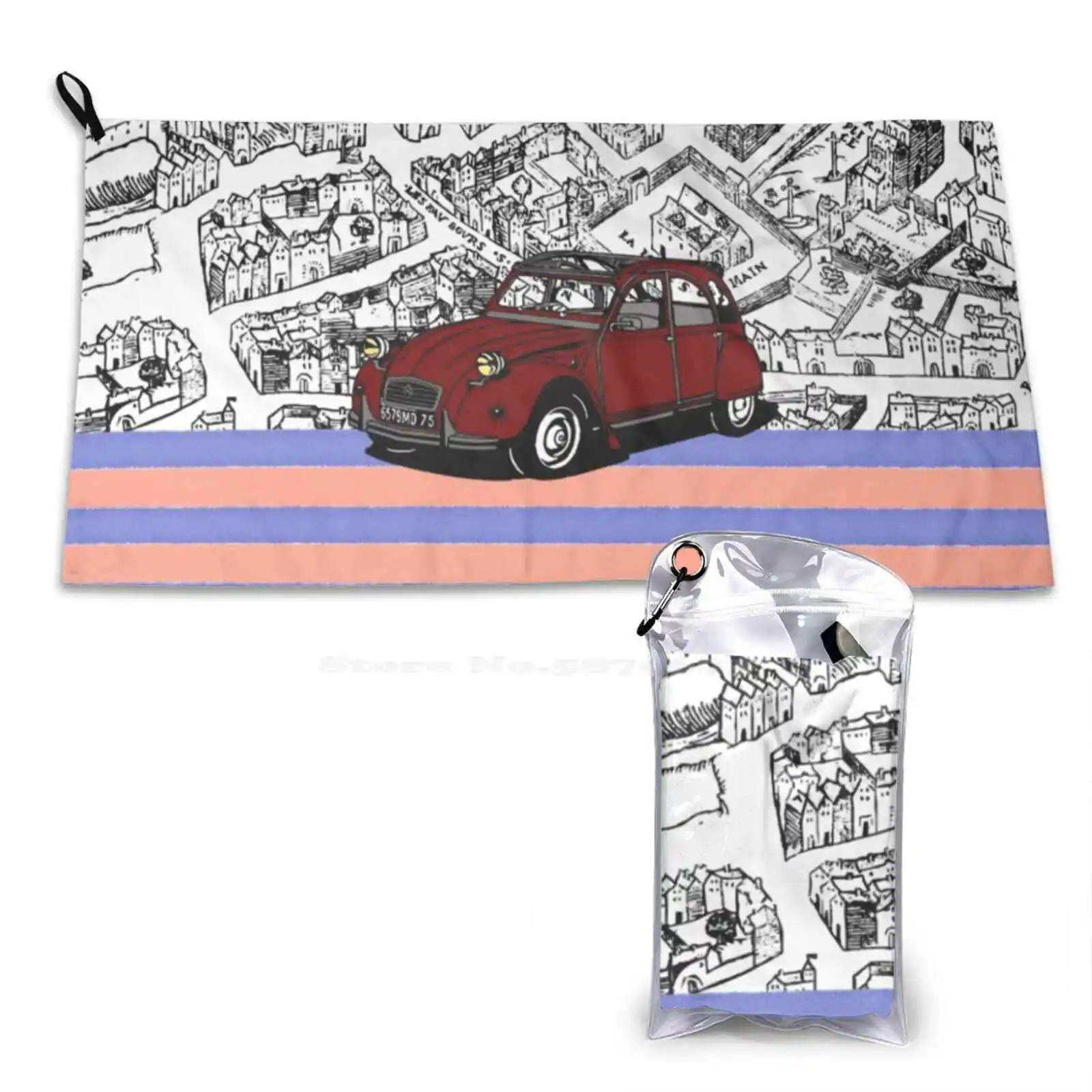 2Cv France Soft Comfortable Bath Towel Outdoor 2Cv Duck Deux Chevaux Nostalgia Retro Automobile Vehicle Motorsport Vacation