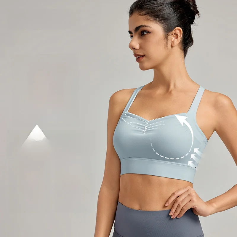 

Женский спортивный бюстгальтер с перекрестной спинкой, жилет для фитнеса и йоги, собранный на косточках, небольшая поддержка груди, европейско-американский стиль