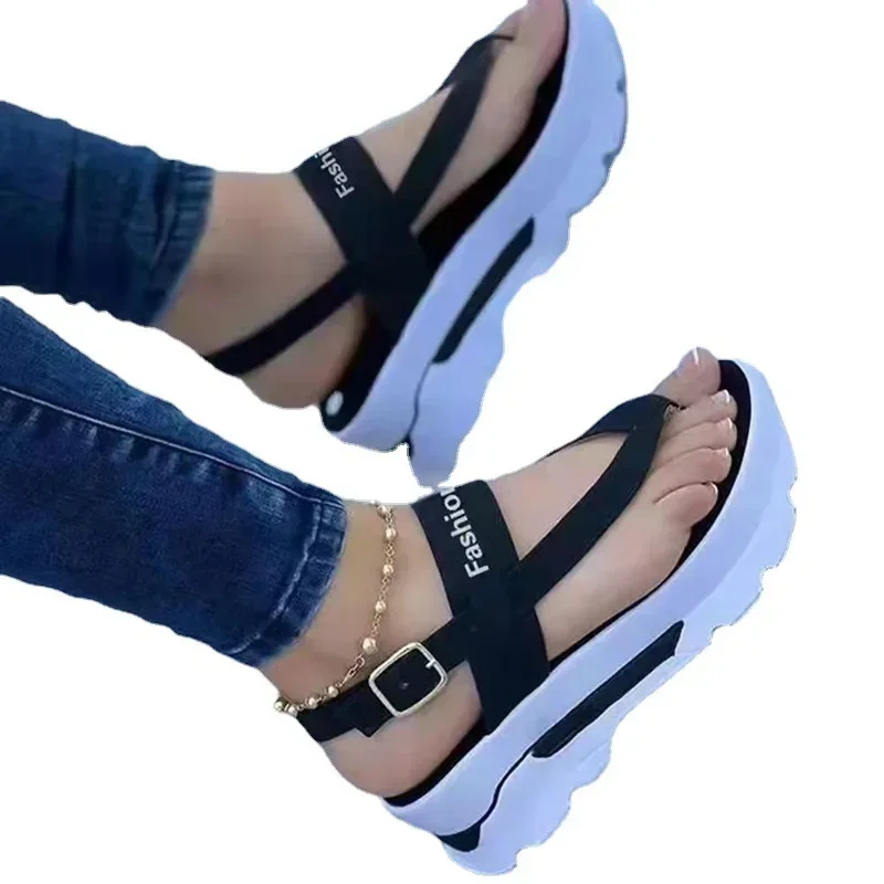 Sandalias de plataforma con cuña para Mujer, zapatos de tacón de plataforma, chanclas de lujo para verano, novedad de 2024