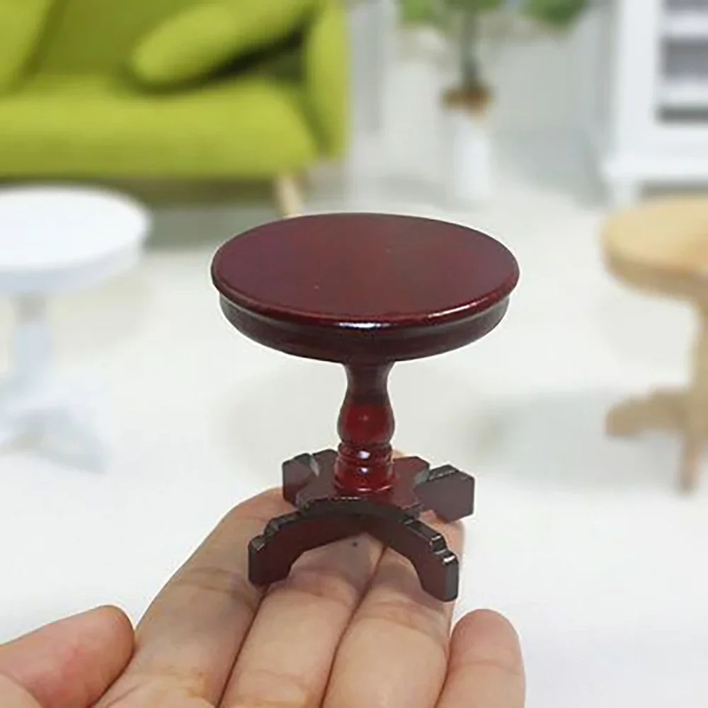 1/12 Dollhouse Miniature Wooden Round Table Mini Furniture Model Toy for Doll House Accessories Decoration ob11 bjd
