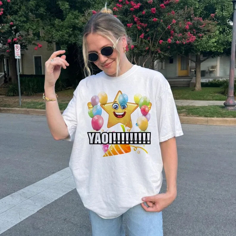 Y2k Yaoi T-Shirt Lustige Oberteile Film-Grafik-Print Tee Fans Trendiges Unisex Lässiges Lockeres Streetwear Baumwoll Hip-Hop T-Shirts Unisex
