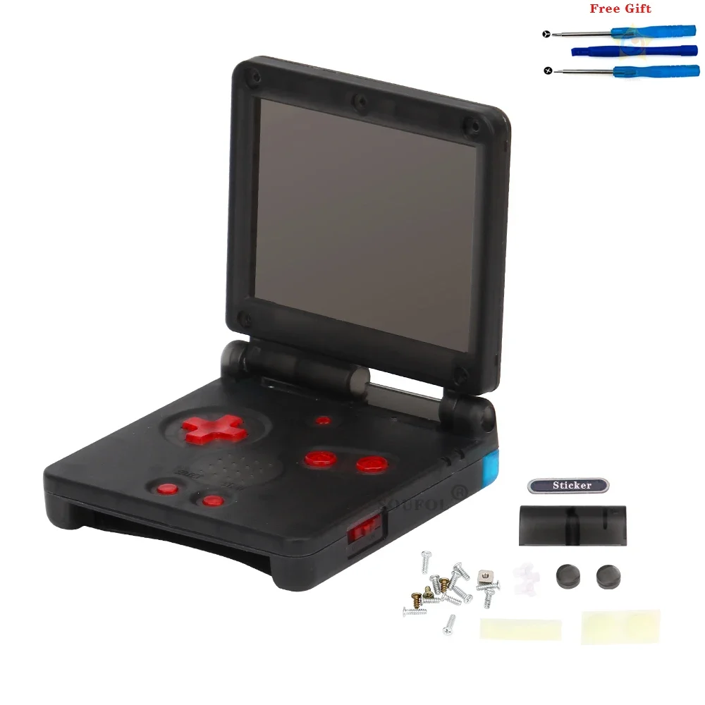 Parti di riparazione della copertura dell'alloggiamento del Set completo trasparente per custodia Nintendo GBA SP per Gameboy Advance SP Shell con pulsanti per cacciavite