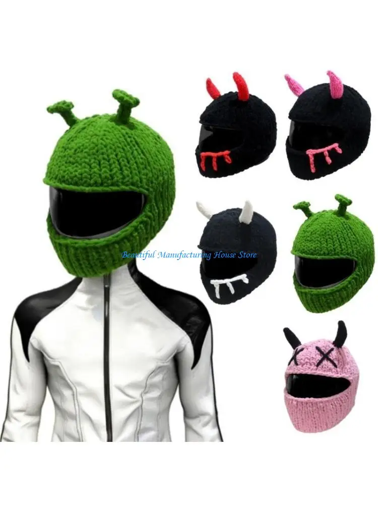 e56a-popular-motorcycle-helmets-cover-funny-devil-horn-plush-helmets-full-face-protective-cover-for-fun-ridings-and-gifting