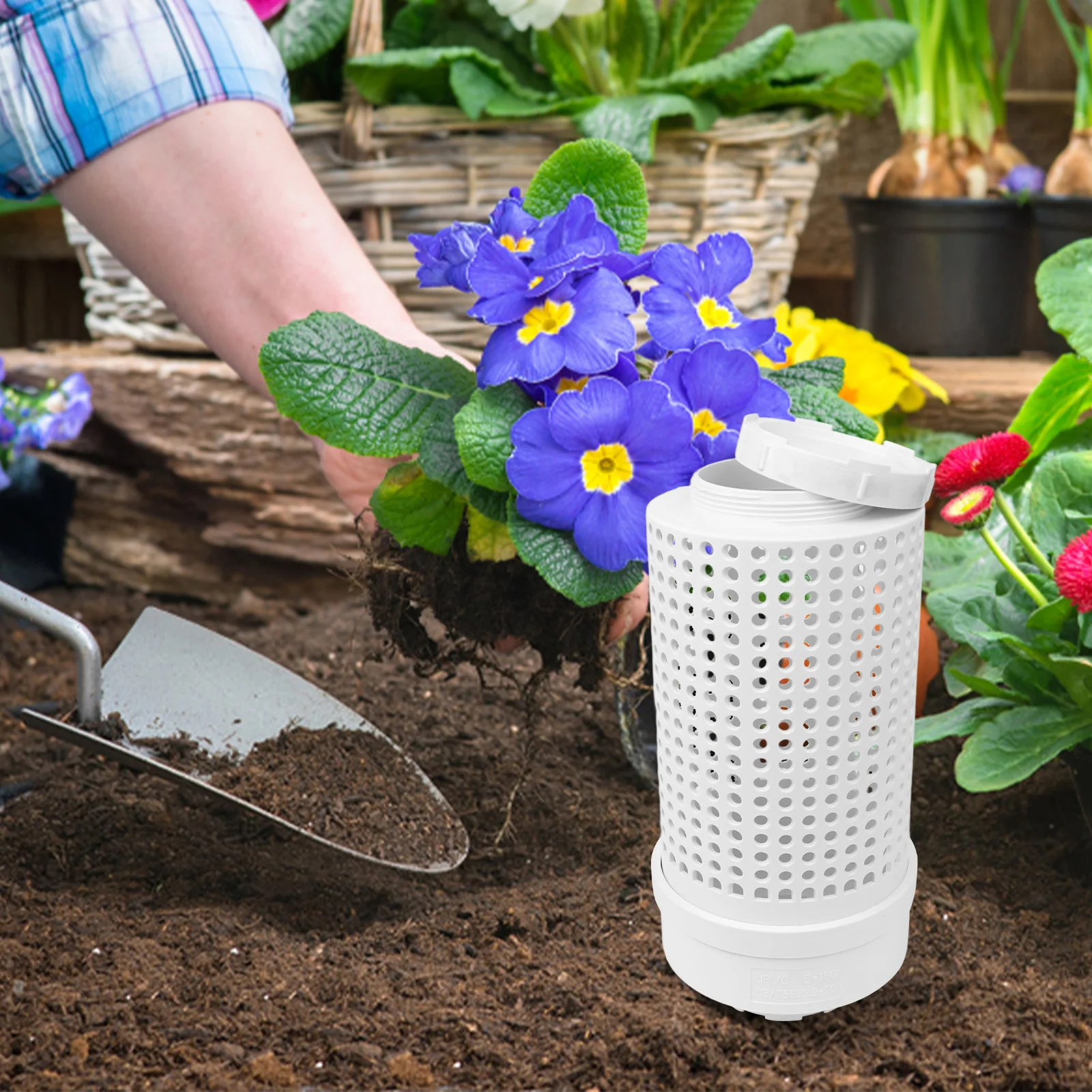 1PCS Worm Composter Outdoor Compost Bin Plastic Earthworm Compost Bin With Holes And Lid Inground Worm Composter Garden Tool