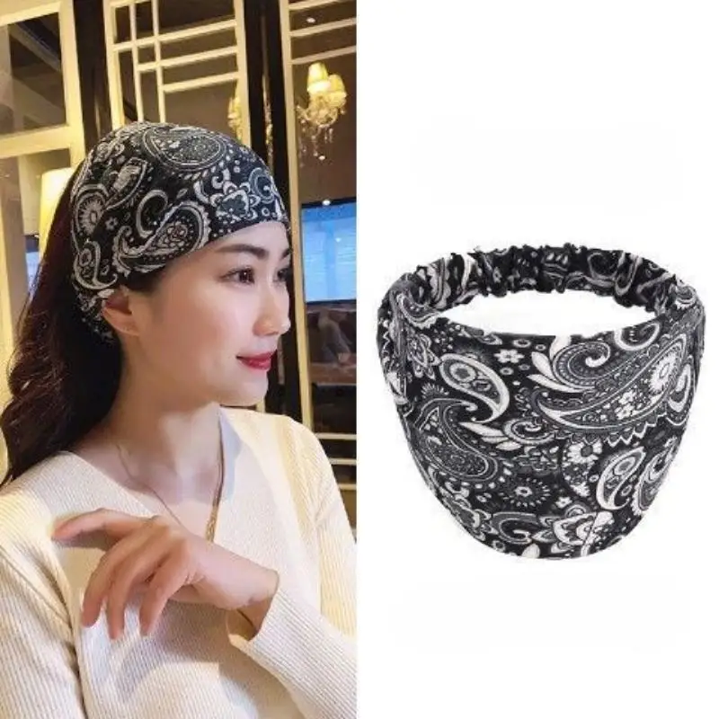 Faixa de cabeça larga de pano para cobrir cabelo branco internet celebridade cabelo arrumação rosto lavagem bandana lenço cocar