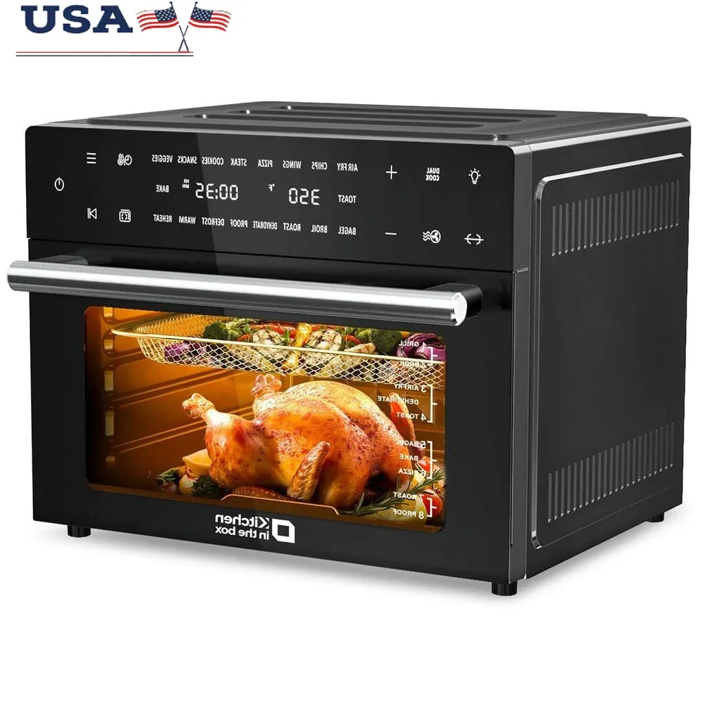 32QT Extra Large Toaster Oven Air Fryer Combo 18-in-1 Convection Bake Roast Broil Toast Dehydrate Rotisserie Timer Dual Function