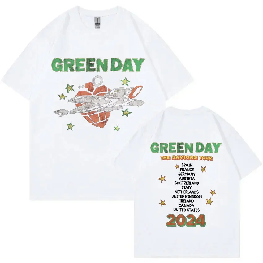 Green Day The Saviors Tour T-Shirt Men Women Gothic Rock Oversized Short Sleeve T Shirts Unisex Summer O-Neck Cotton T-shirts