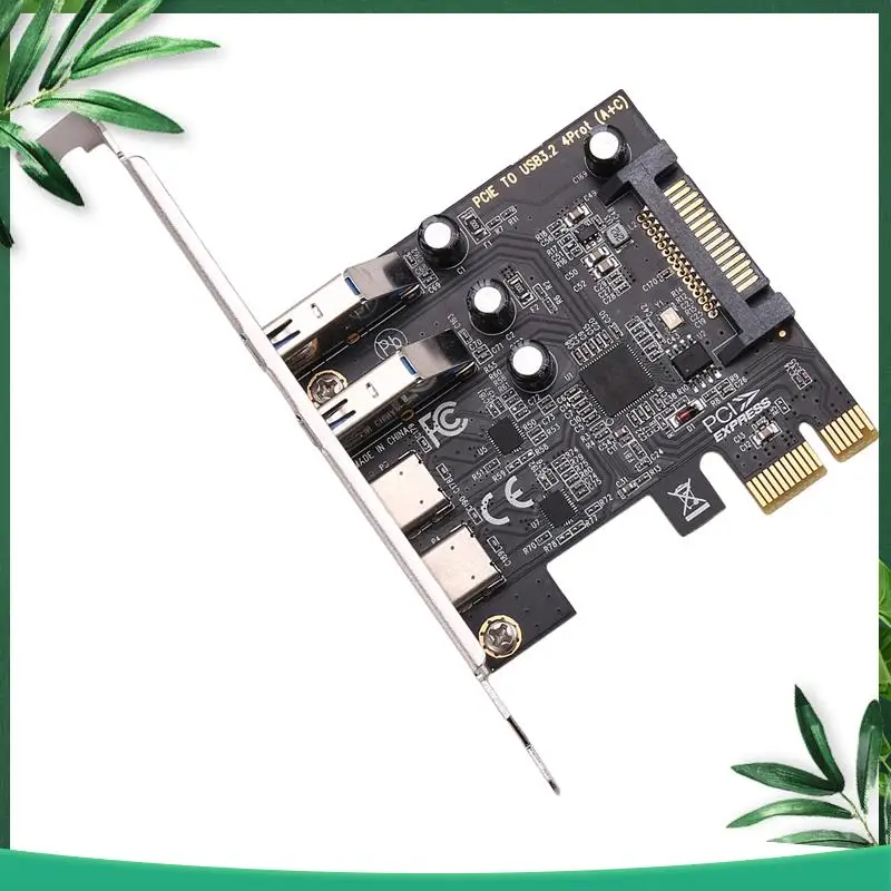 

(NEW) PCI Expansion Card PCIE Card 4-Ports (Type-C+A) USB 3.2 Expansion Card 5Gbps High Speed Hub Driver-Free For Desktop Comp