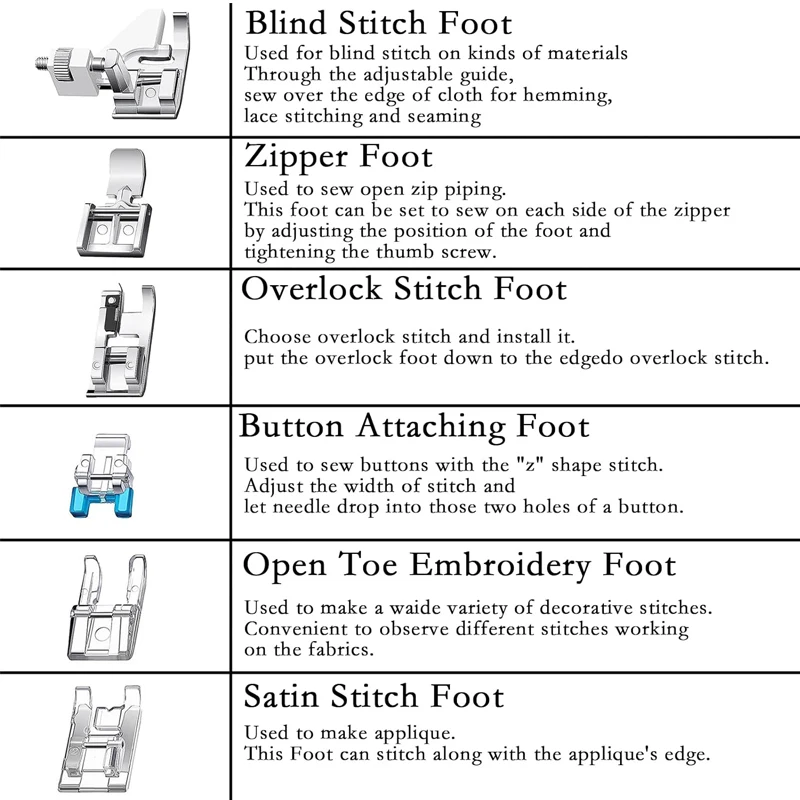 11 шт., набор прижимных лапок, набор прижимных лапок для шитья, подходит для Singer Brother Janome, аксессуары для домашних швейных машин