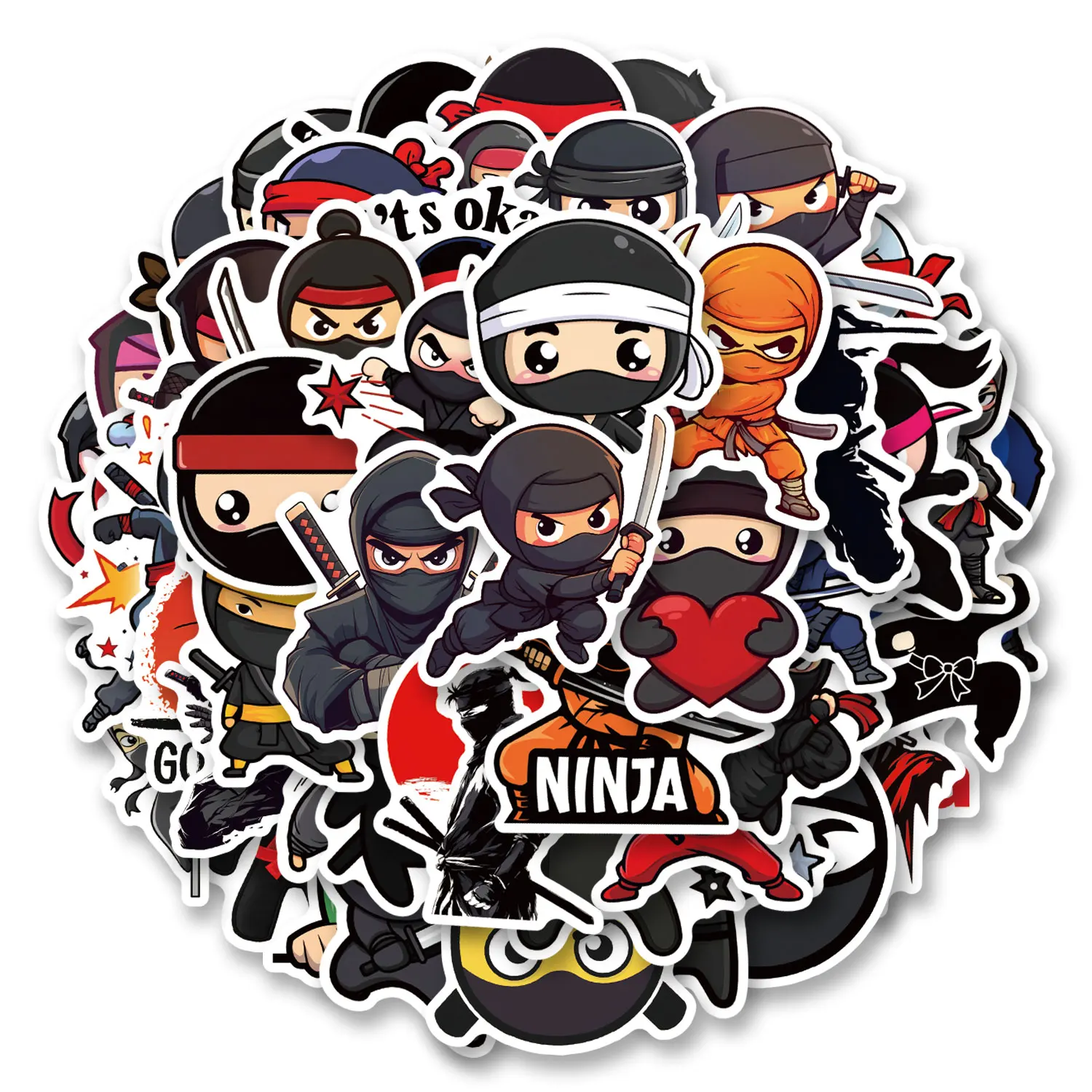50pcs Ninja Graffiti Stickers, Aesthetics Stickers Water Bot