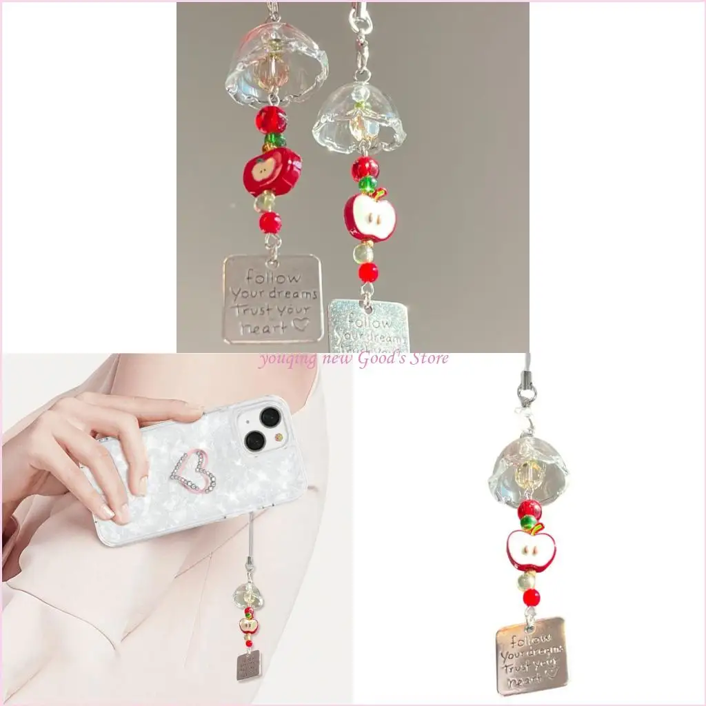 57QA Elegant Apples Bead Mobile Charm Phone Pendant Suitable for Bags USB Drives