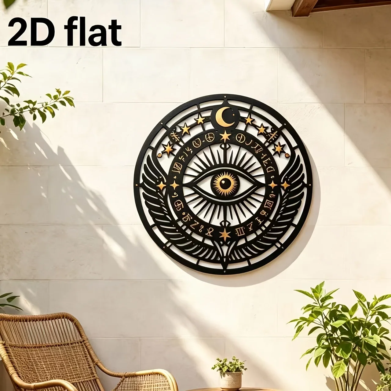 CIFBUY Iron Wall Art 2D All Seeing Eye Moon Star Hollow Metal Plaque Mystical Astrology Sign For Indoor Outdoor Home Decor