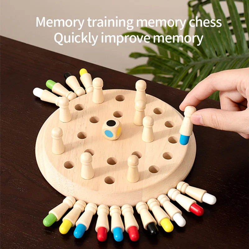 Wooden Chessboard Color Memory Chess Game Memory Concentration Training Wooden CHILDREN\'S Early Education Educational Toys