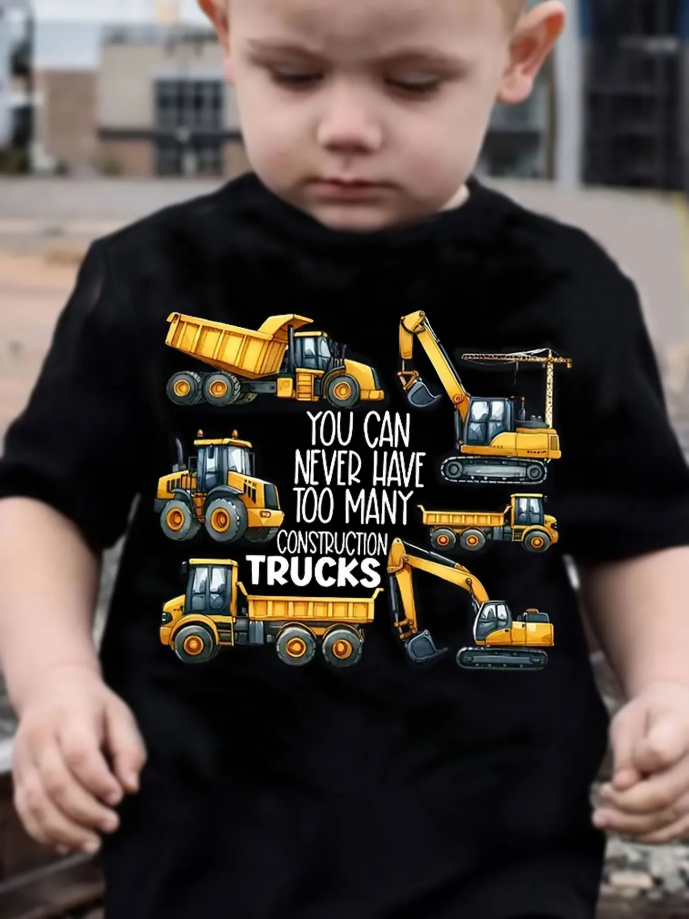 Kids Excavator Game T‑Shirt, Cartoon Truck Graphic Short‑Sleeve Top for Boys Toddler Girls