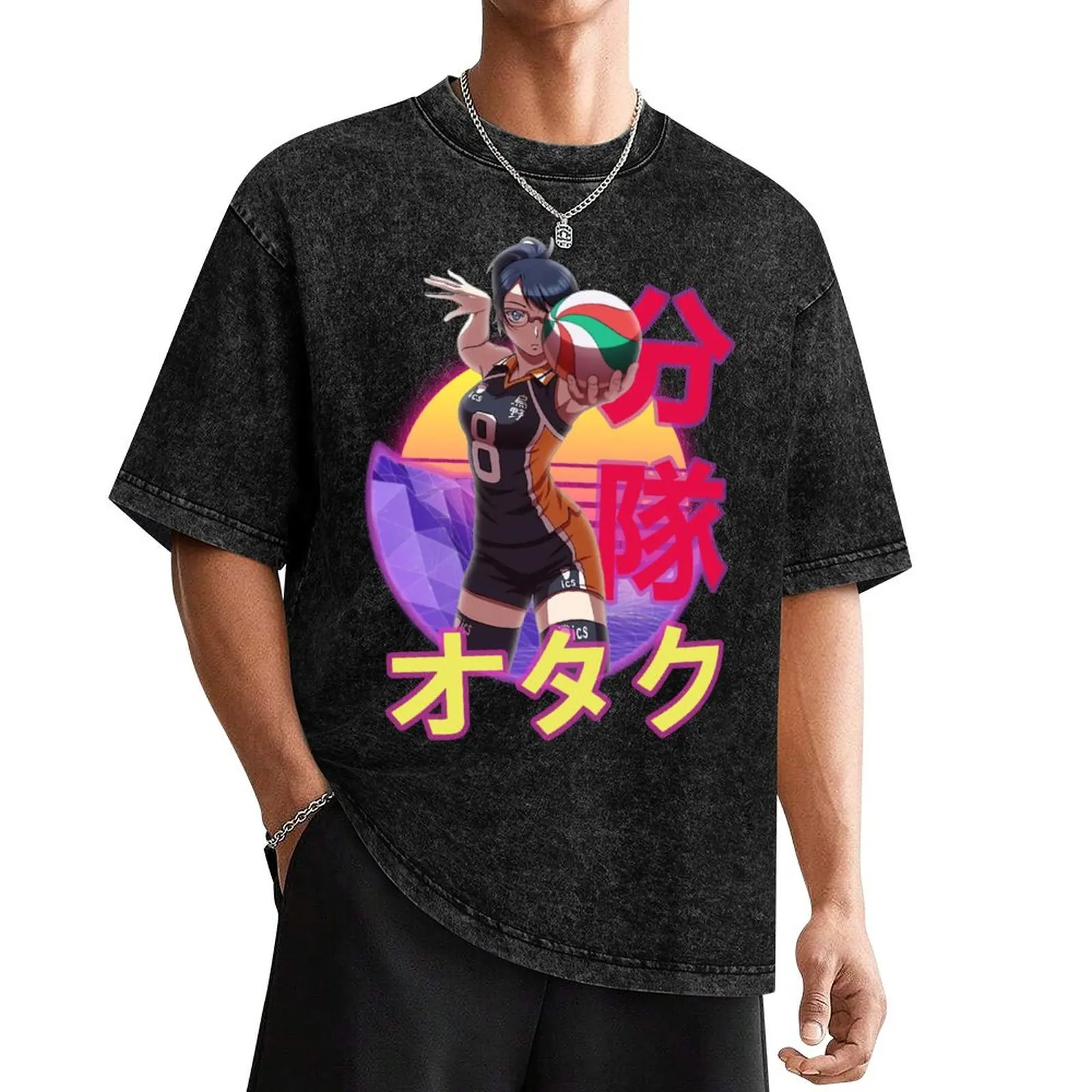 

Kiyoko Shimizu Retro Sunset Design T-Shirt man clothes cute tops tees slim fit t shirts for men