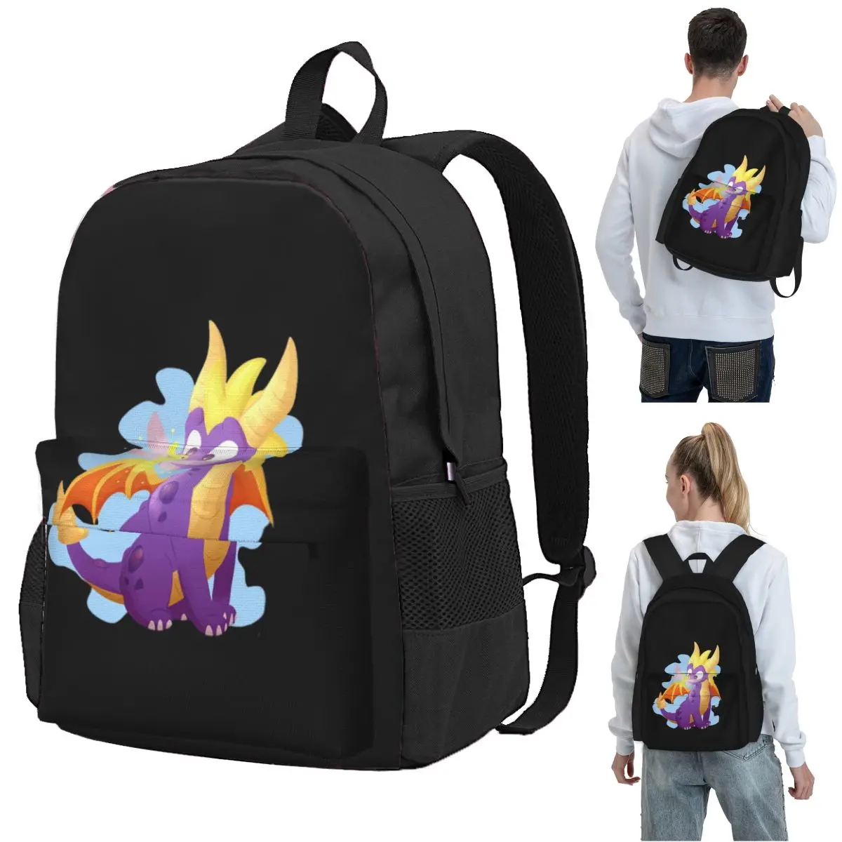 Ice Spyro_pixian_ai Backpack Student BookBag Kids School Bag Laptop Shoulder Bags for Boys Girls