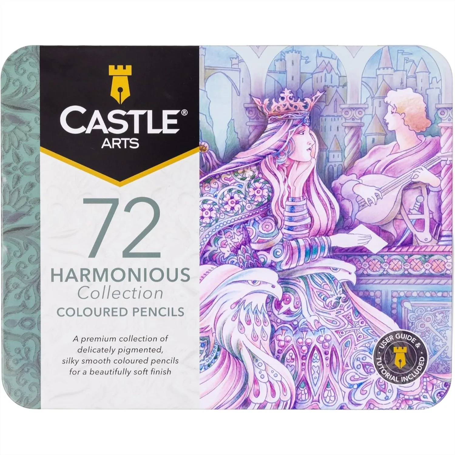 

72 Muted Colored Pencil Set With Wax-Based Soft Core For Adult Artists Relaxation In Tin Case
