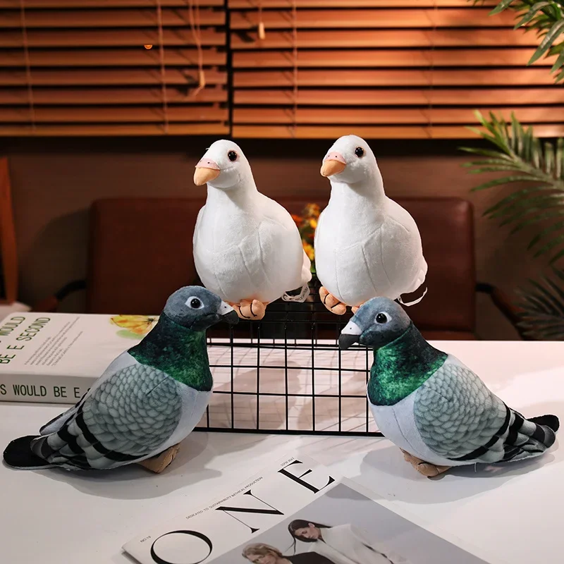 Simulation de Pigeon en peluche, jouet de Simulation de Pigeon blanc vert, jolie poupée d'animal en peluche, accessoires de photographie, décoration de maison, cadeau