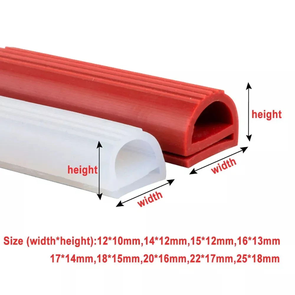 1/2/5Meter E-Shape Silicone Rubber Sealing Strip 12mm to 25mm Window Oven  Door Seal Gasket Strips