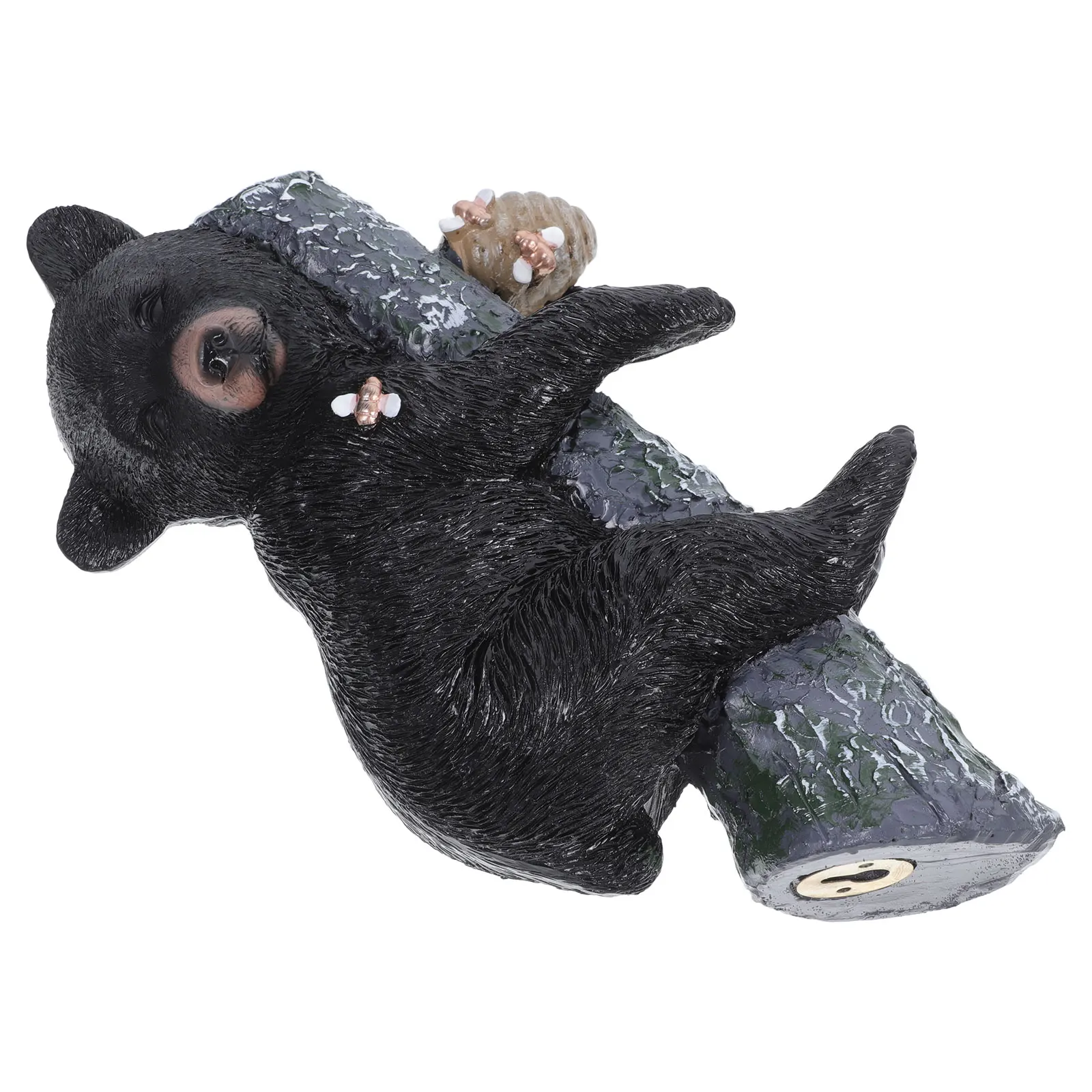 

Resin Figurine Garden Animal Sculpture Black Statue Lightweight Durable Lifelike Tree Climbing Bear Outdoor