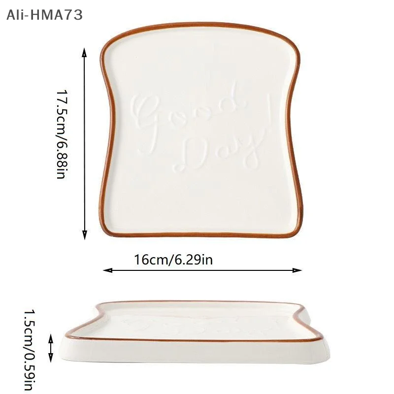 2025 1Pc Ceramic Toast Shaped Dinner Plate Dish Tableware Breakfast Plate Salad Fruit Snack Tray for Home Restaurant
