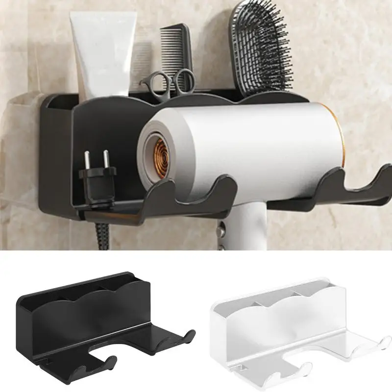 Hair Dryer Holder Wall Mounted Hairdryer Holder Storage Hook Bathroom Organization Blow Dryer Hanger Hair Tool Organizer Wall