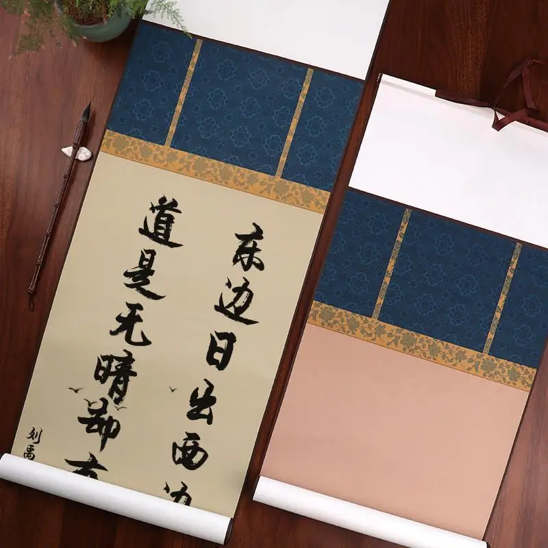 Tang Dynasty Style Blank Xuan Paper Scroll Half Ripe Rice Paper Calligraphy Painting DIY Scroll Batik Xuan Paper Hanging Scroll