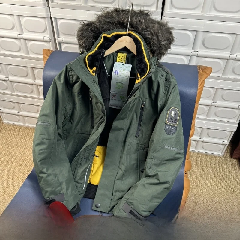 

Мужская теплая куртка из плотного хлопка с капюшоном, городской стиль, съемный воротник, для обеспечения тепла и защиты