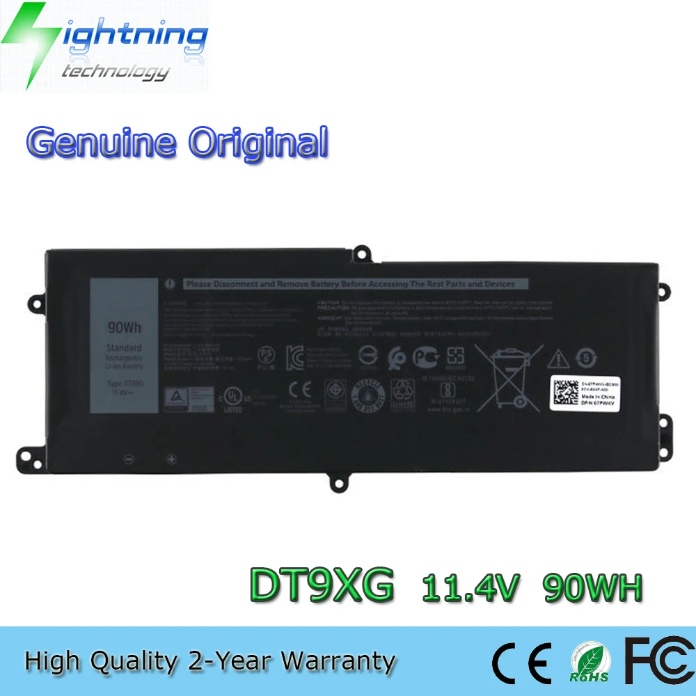 Genuine DT9XG 11.4V 90Wh Laptop Battery for Dell Alienware Area-51m ALWA51M 7PWKV P38E001 07PWXV
