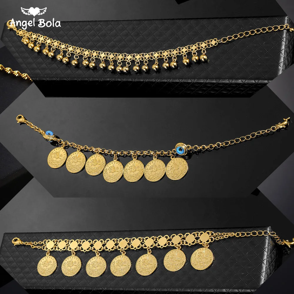 Turkish Blue Eye Bracelet Gold Color Never Faded Blue Evil Eye Crystal Charm Allah Bracelets for Islam Women Muslim Jewelry