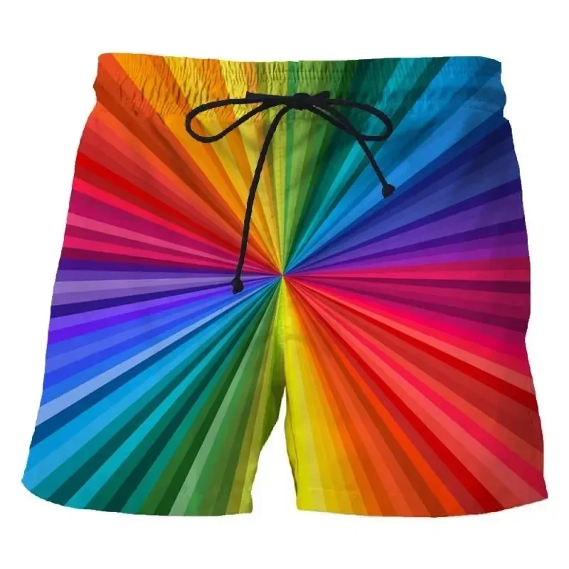 Shorts Comfortable Breathable Casual 2026 New 3D Printed LGBT Rainbow Shorts Men Streetwear Colorful Beach Swim Trunks Summer