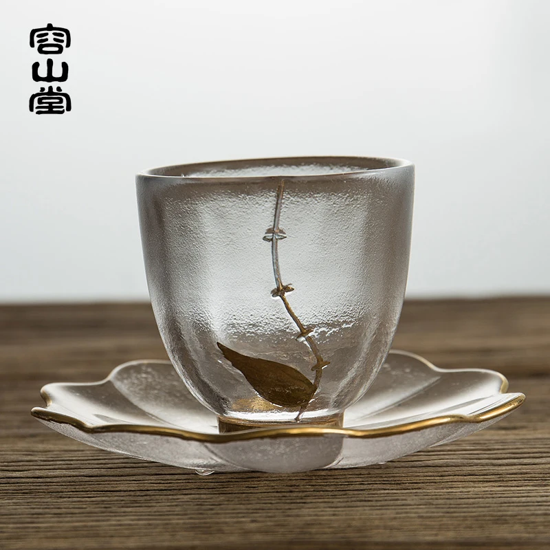 Water-Releasing Hand-Painted Glass Tea Cup Tea Cup Master Cup Small Coaster Tea Mat Saucer Kung Fu Tea Set