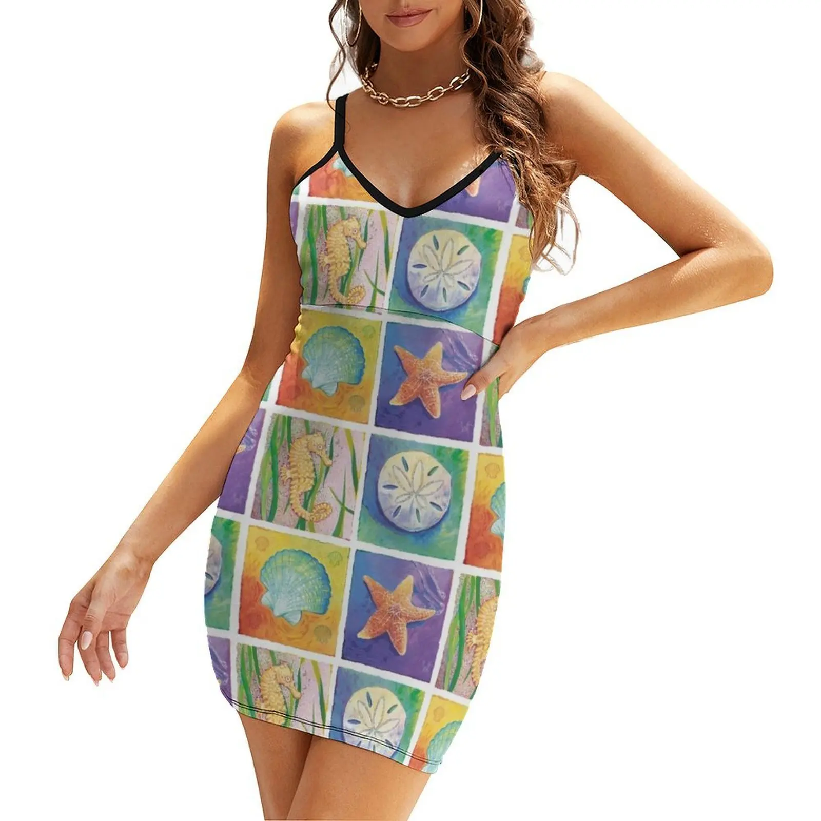 

Beach Squares Sling Dress Woman dresses Bridesmaid dress woman dress for women Aesthetic clothing