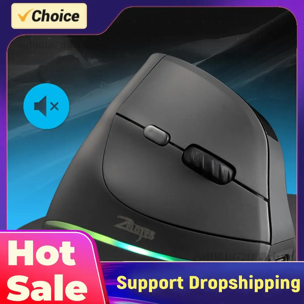 Ergonomic Mouse Adjustable DPI Vertical Mouse 7 Buttons Wireless Vertical Ergonomic Optical Mouse for Laptop Desktop PC Macbook