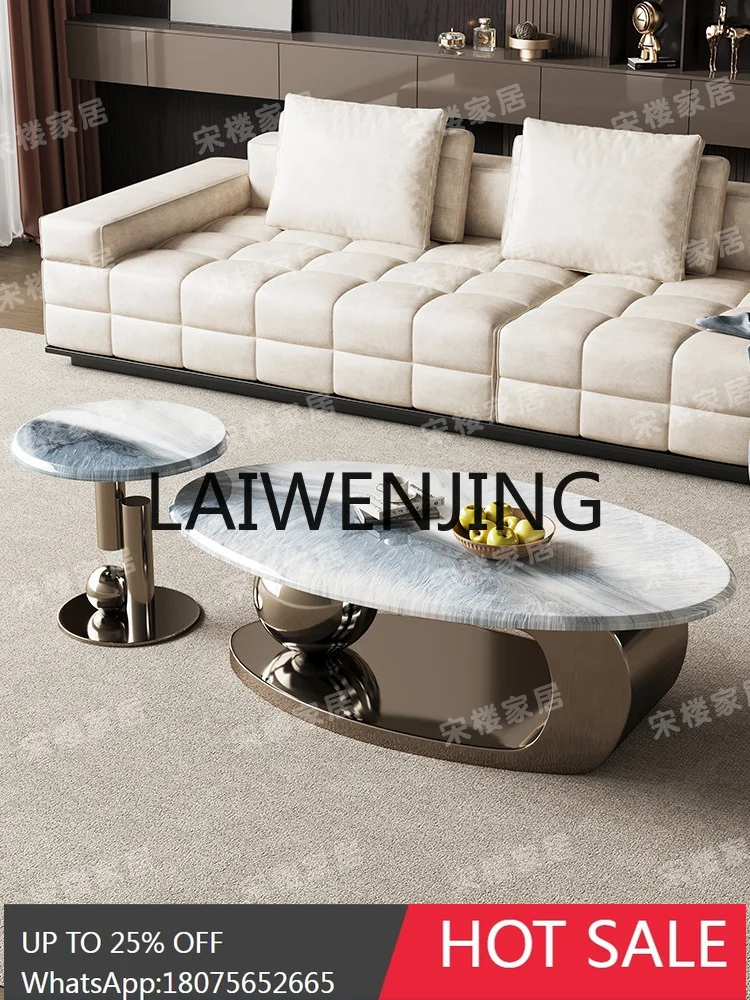 Super Crystal Stone Color LCD Stone Endtable Blue Whale Sand Size Oval Tea Table Combination