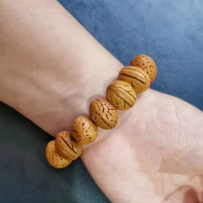 Natural Crafts Walnut Bracelet Brain Texture Walnut Hand Pieces Hand Toy Small Walnut Buddha Beads Rosary Perfect Circle Bracele