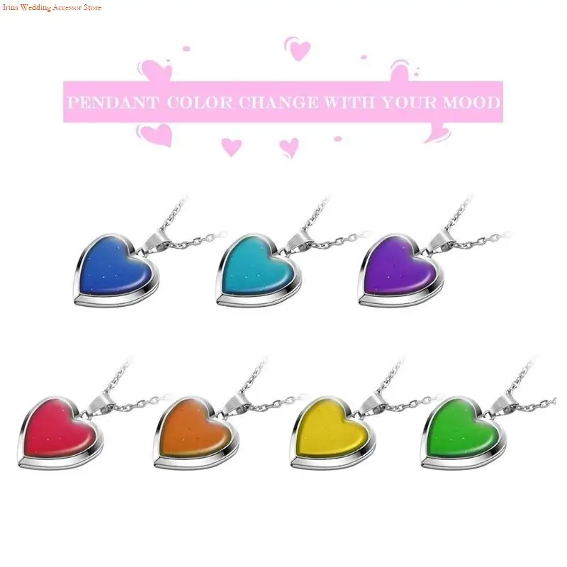 G92D Love Photo Box Pendant Neckchain Temperature Sensitive Color Changing Clavicle Chain Jewelry Elegant Necklace Ornament