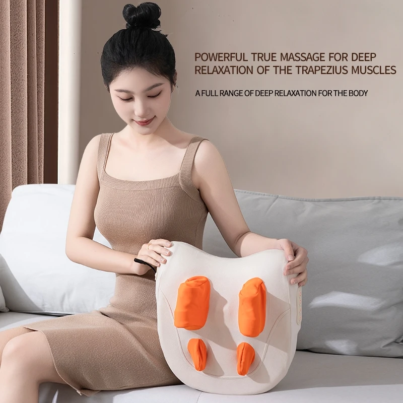 Customizable Trapezius Massage Portable Pillow Wireless Electric Home Massager Heating Waist Neck Leg Cervical 3D Shiatsu