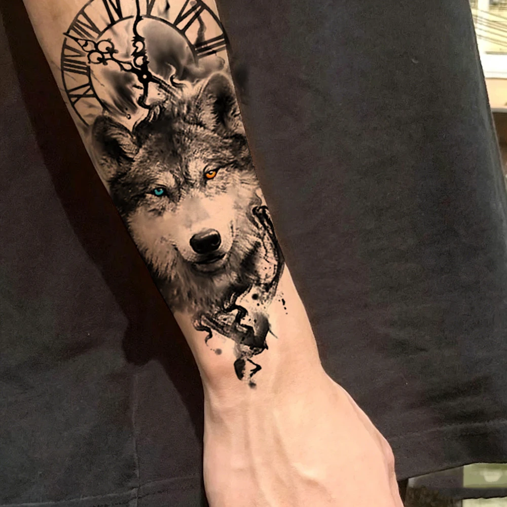 Waterproof Small Arm Tattoo Stickers for Men Wolf Tiger Temporary Tattoo Stickers for Women Body Art Animal Fake Tattoo