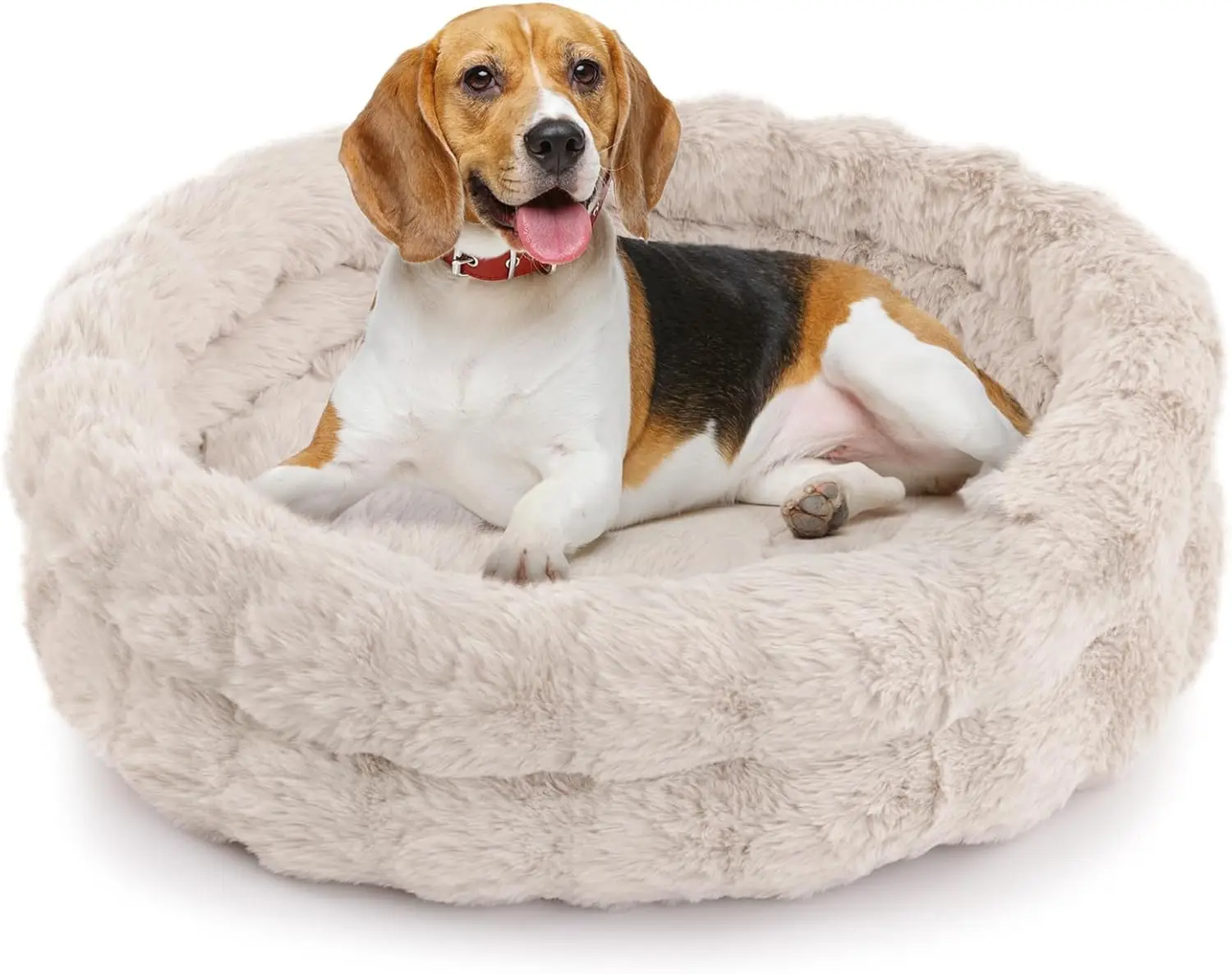 

Washable Round Cat Bed, Soft Plush Faux Fur Pet Bed for Cats & Small Dogs, 24'x24'x7'