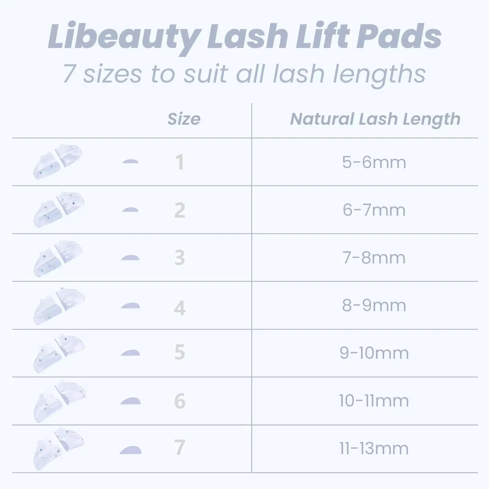 Libeauty 7 Pairs Silicone Cat Shape Eyelash Perm Rods Sticky Lash Lift Pad 3D Eyelashes Perming L Curler Accessories Makeup Tool