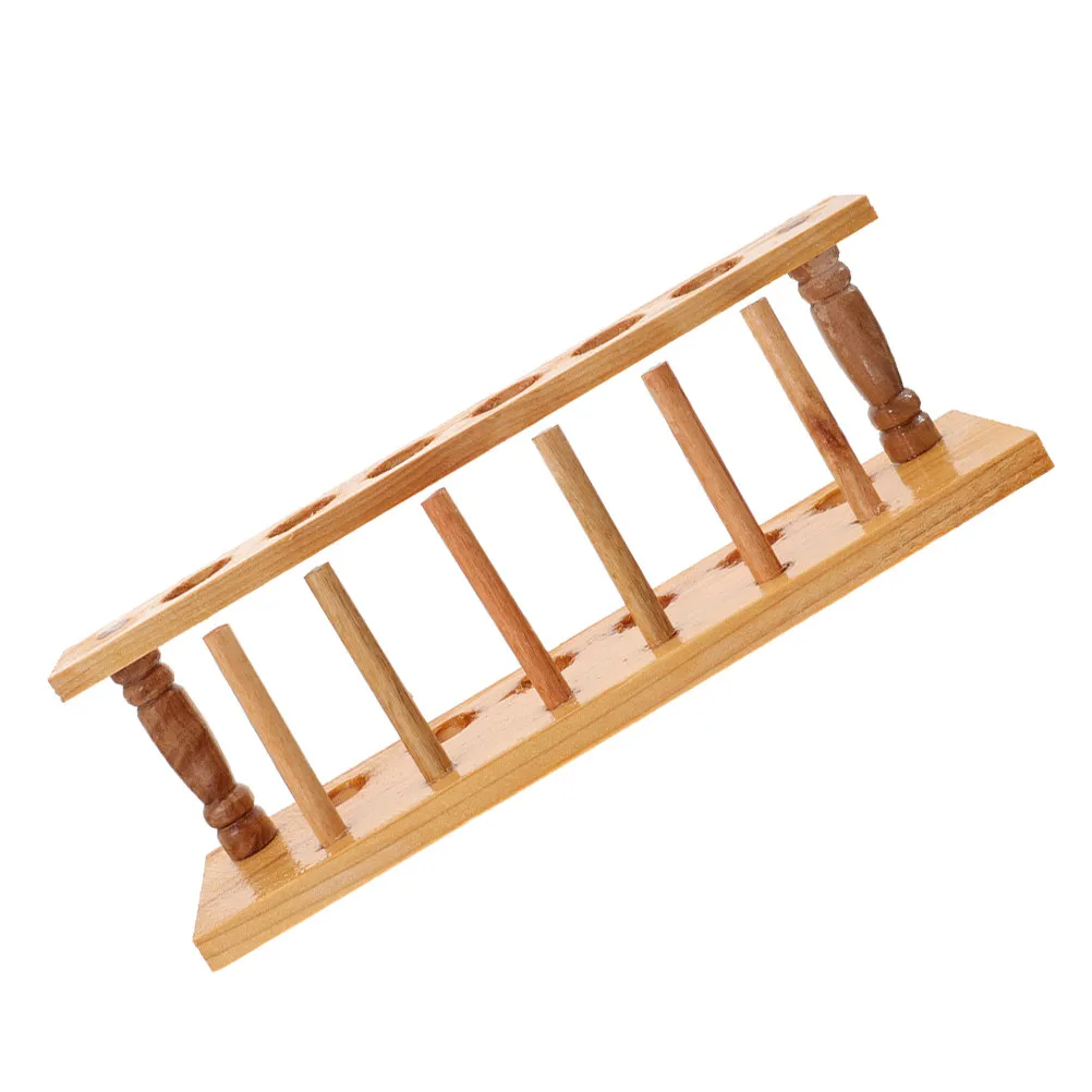Natural Wood Test Tube Rack 6-Hole Heavy Duty Laboratory Tube Organizer for Test Tubes Centrifuge Vials Pens Candy Storage