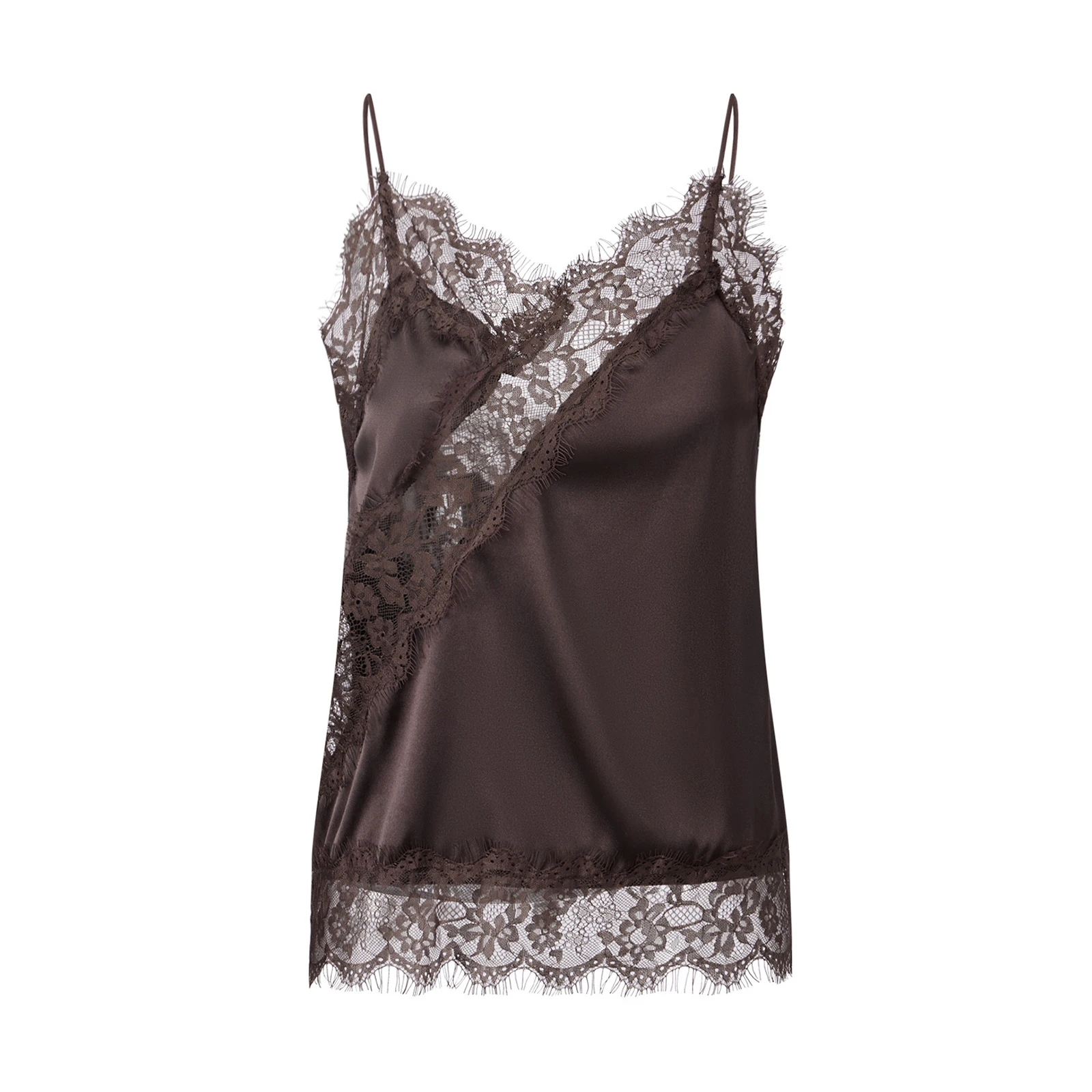 เสื้อครอปท็อปสไตล์ Y2K แฟชั่นผู้หญิง เสื้อกล้ามลูกไม้สีดำ แต่งขอบไม่สมมาตร แขนกุด เปิดหลัง แฟชั่นสำหรับออกงาน