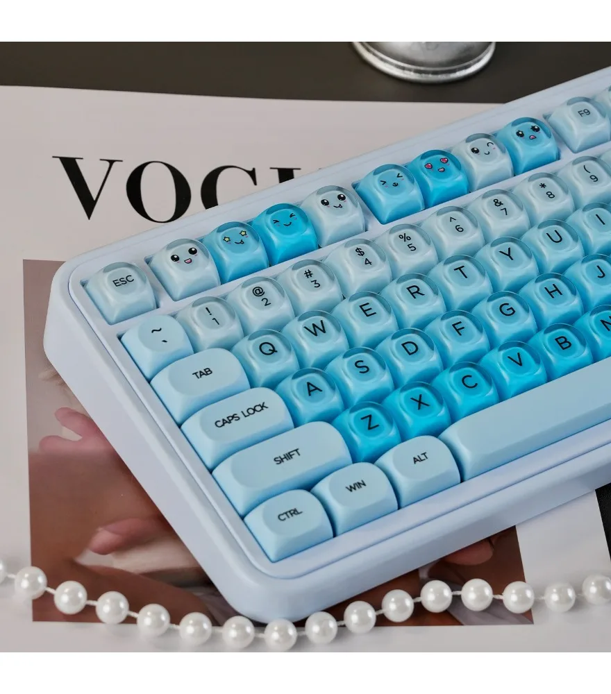 Blueberry keycap PBT + PC sublimation girls round ball cap suitable for wooting and other magnetic axis mechanical keyboard
